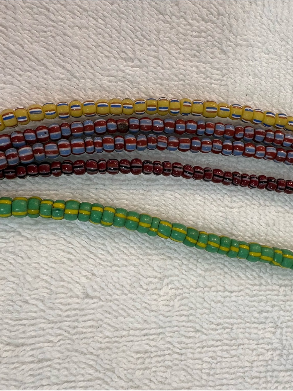 Multicolor Seed Bead Layered Necklace - Green, Yellow, Maroon - Picture 2 of 4